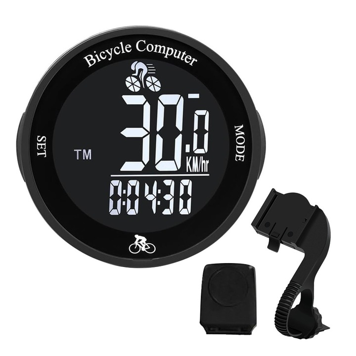 Ciclocomputer bicicleta, Autocise, wireless, waterproof, 6.2x6.2cm, negru