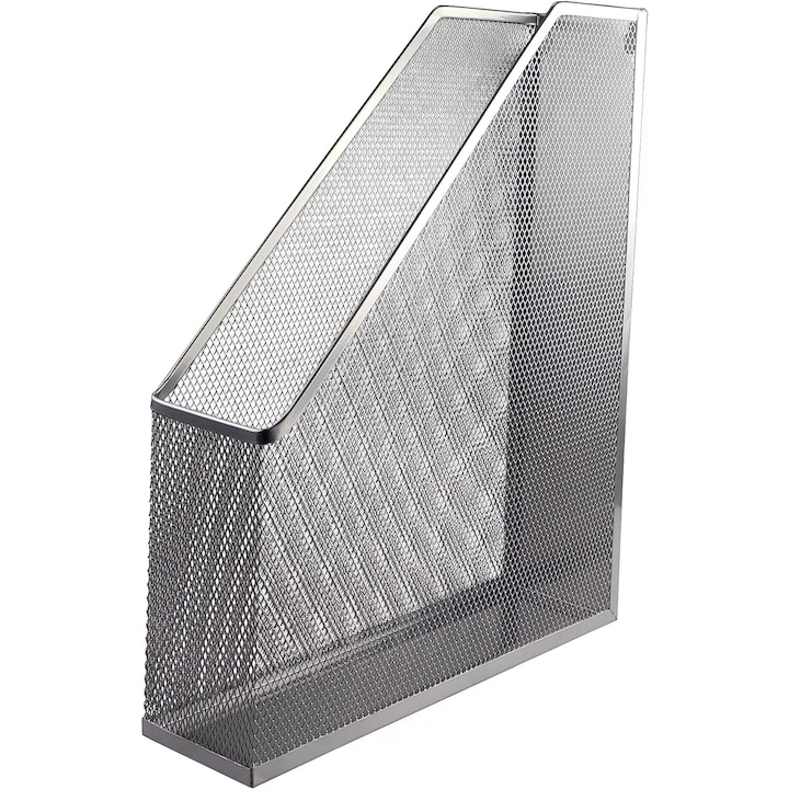 Suport vertical pentru documente, Netuno, Din metal si plasa metalica, Argintiu