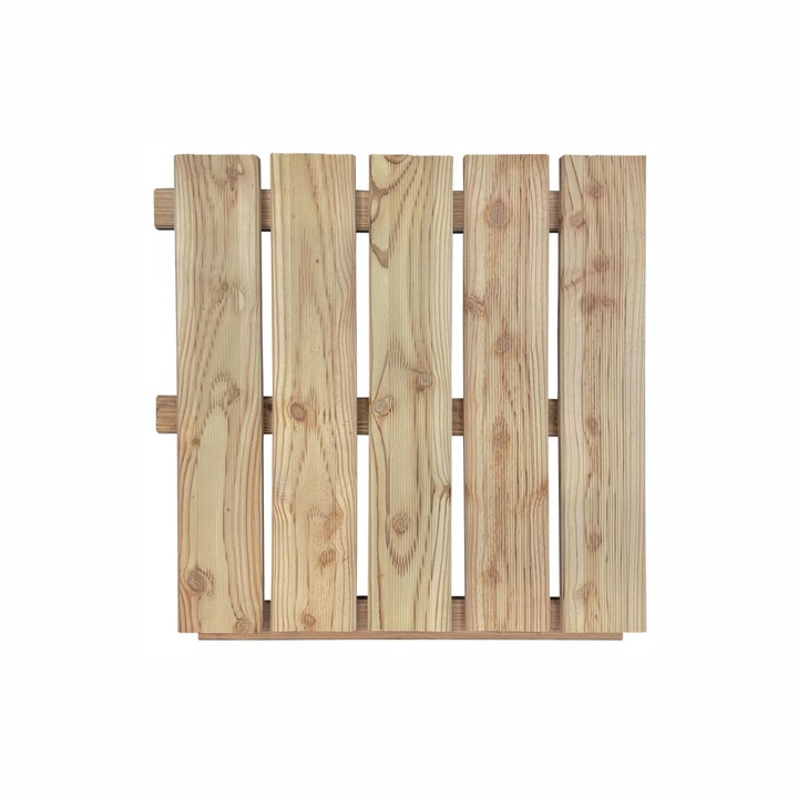 Placi pentru terase, Floranica, neimpregnat, 50 x 50 cm, lemn de molid, suprafata frezata, 4 bucati