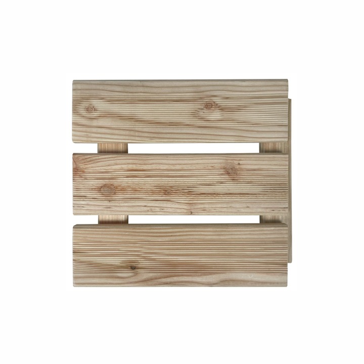 Placi pentru terase, Floranica, 30 x 30 cm, neimpregnat, lemn de molid, suprafata frezata, 56 bucati