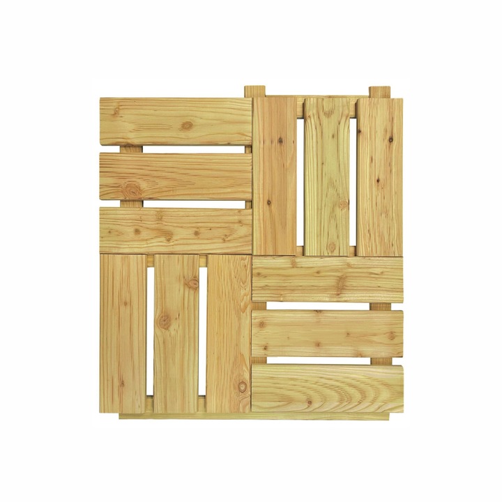 Placi pentru terase, Floranica, natural, 60 x 60 cm, lemn de molid, suprafata frezata