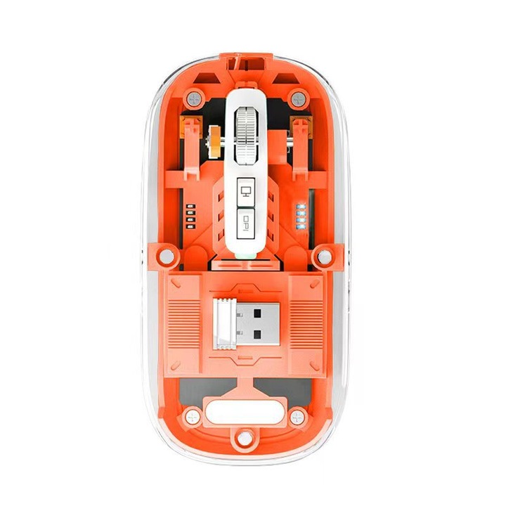 Мишка, акумулаторна, безшумна, Bluetooth 2.4G безжична оранжева (стандартна оранжева)