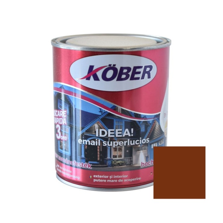 Alkid festék fára / fémre, Kober Ideea, belső / külső, barna / narancssárga barna RAL 8023, 0,75 L