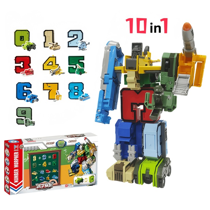Építőrobot játékkészlet, 10 db átalakítható figura, többszínű, 3+ év