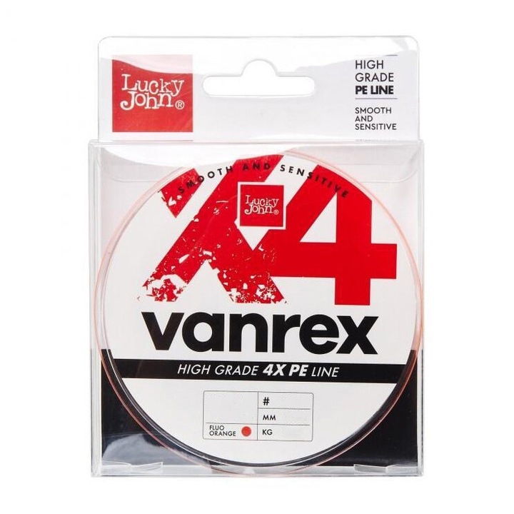 Textilszál Lucky John VANREX X4 FLUO ORANGE - 0, 17mm / 125m