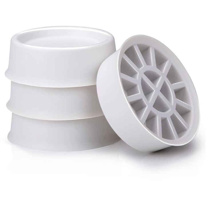 Set 4 Suporti amortizoare din cauciuc pentru vibratiile masinilor de spalat sau uscatoarelor de rufe, Antiderapant, Alb
