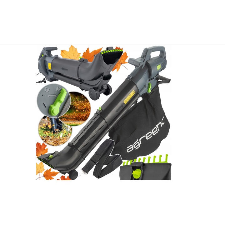 Suflanta de frunze 2 in 1 cu tocator, 3600 W, Agreeno AG291