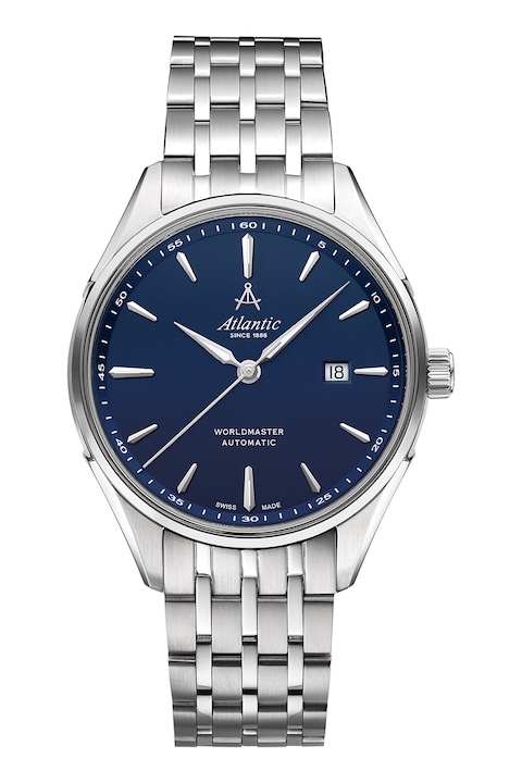 Atlantic, Механичен часовник Worldmaster с верижка от неръждаема стомана, Сребрист