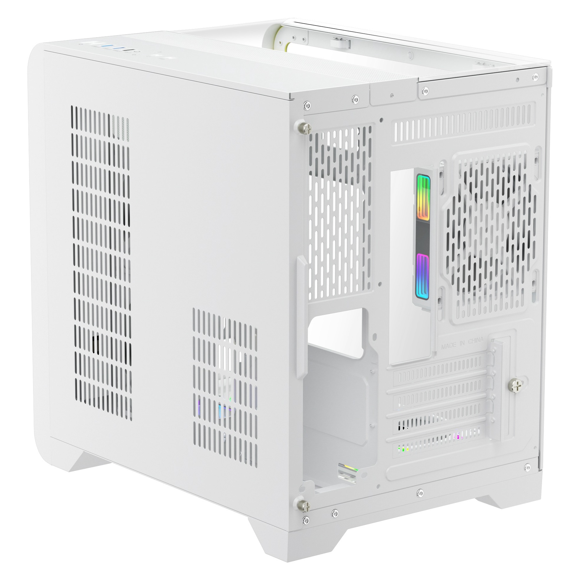 Carcasa 1stPLAYER® Gaming RT5-Wh, afisaj digital, 3 ventilatoare aRGB ...