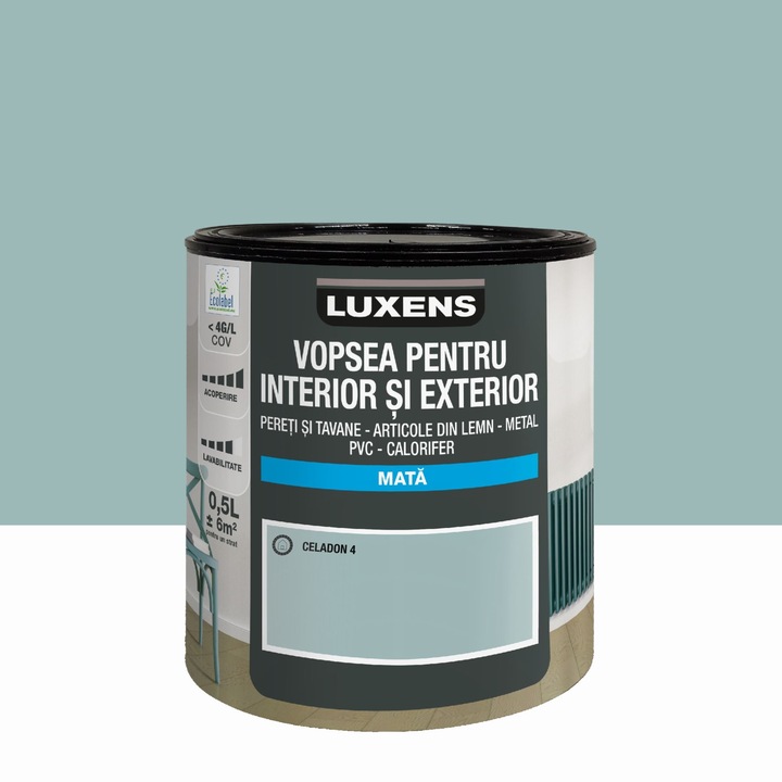 Luxens multi-support vízbázisú zománc, Celadon4, matt megjelenés, 0,5 l