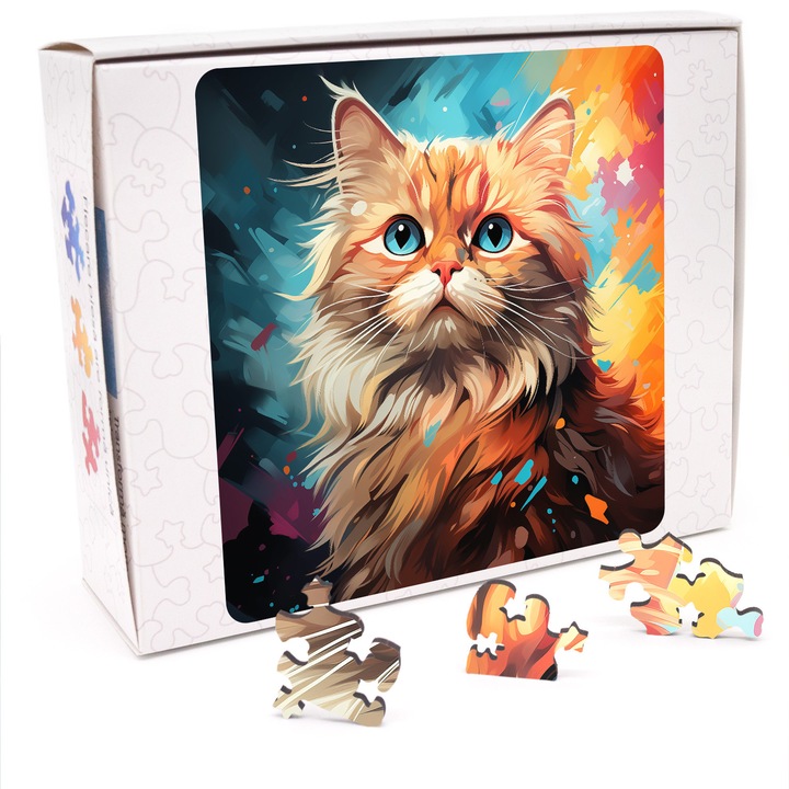 Puzzle din lemn, British Longhair, 200 piese, 30 x 30 cm, Cutie Carton