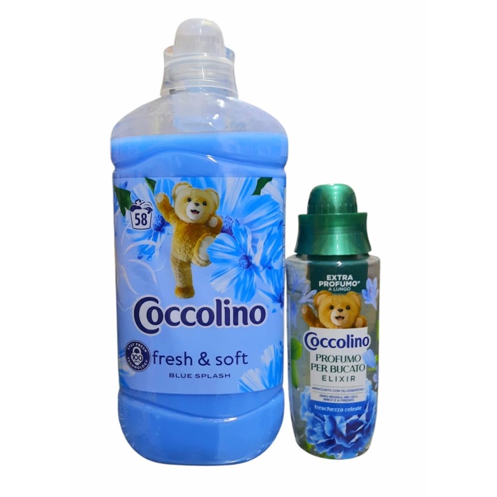 Омекотител за пране Coccolino Blue Splash 1,45 л, Парфюм за дрехи, Coccolino, Freschezza Celeste, 342 мл