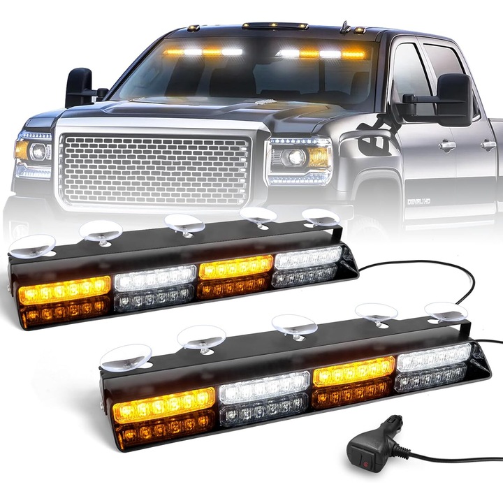 Autós biztonsági készlet, 2 x 14 hüvelykes, 48 LED-es villogó lámpa, 20 vaku mód