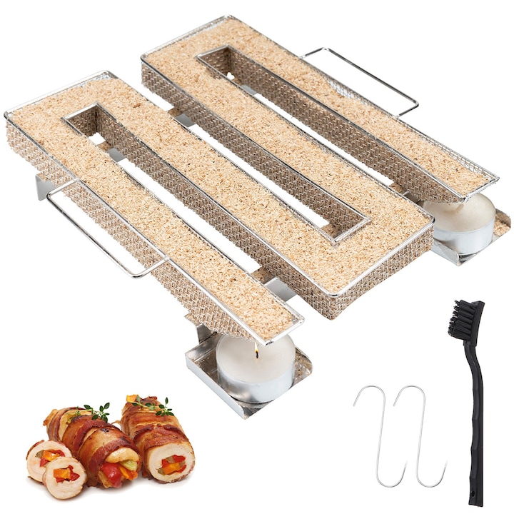 Generator de fum rece din otel inoxidabil, Taipintee, tip M, cu perie si carlig, argintiu