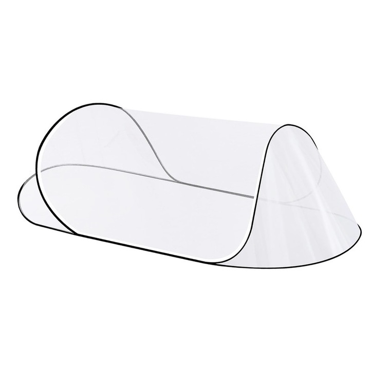 Изскачащ комарник, сгъваем, бял с черни страни, за пътуване, комплект за възрастни и деца