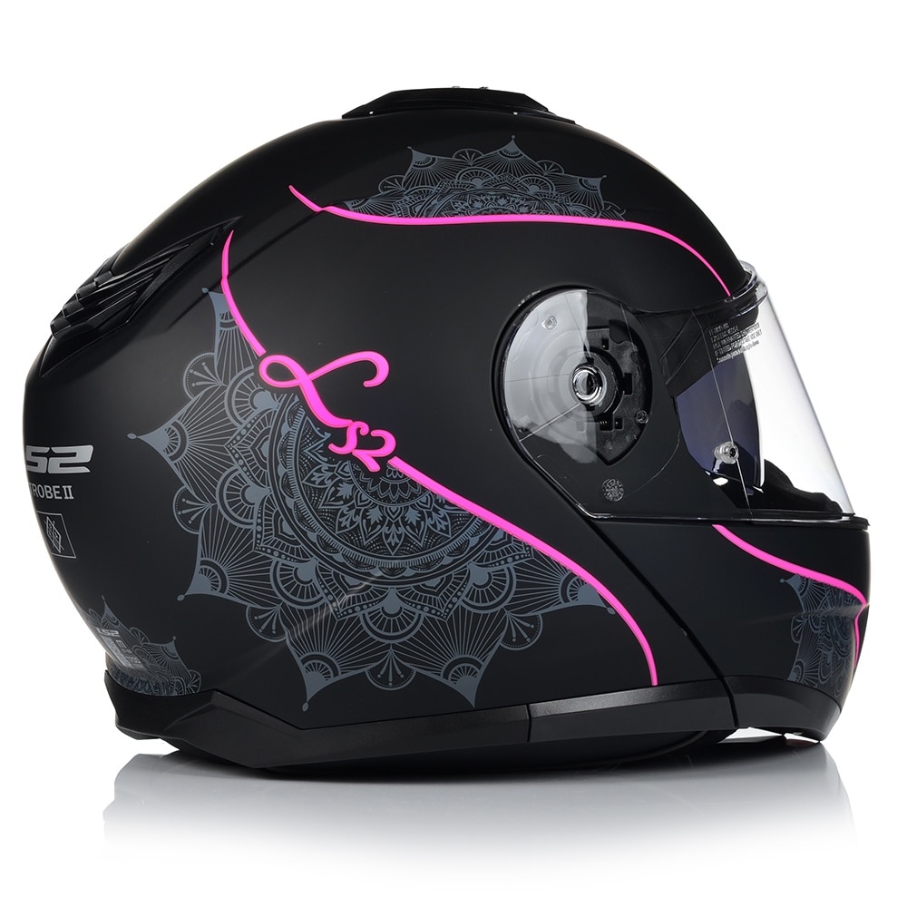 Casca Moto, LS2 FF908 Strobe II, Negru/roz, Protectie UV, Flip Up