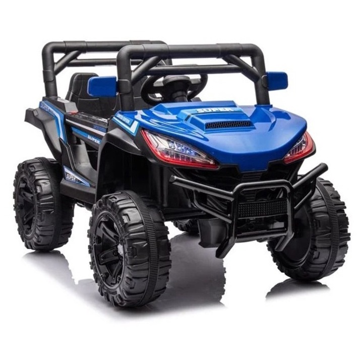 Elektromos autó gyerekeknek, modell Teren Off Road, 12V, 9 hónap-3 év, 30 kg, fekete-kék