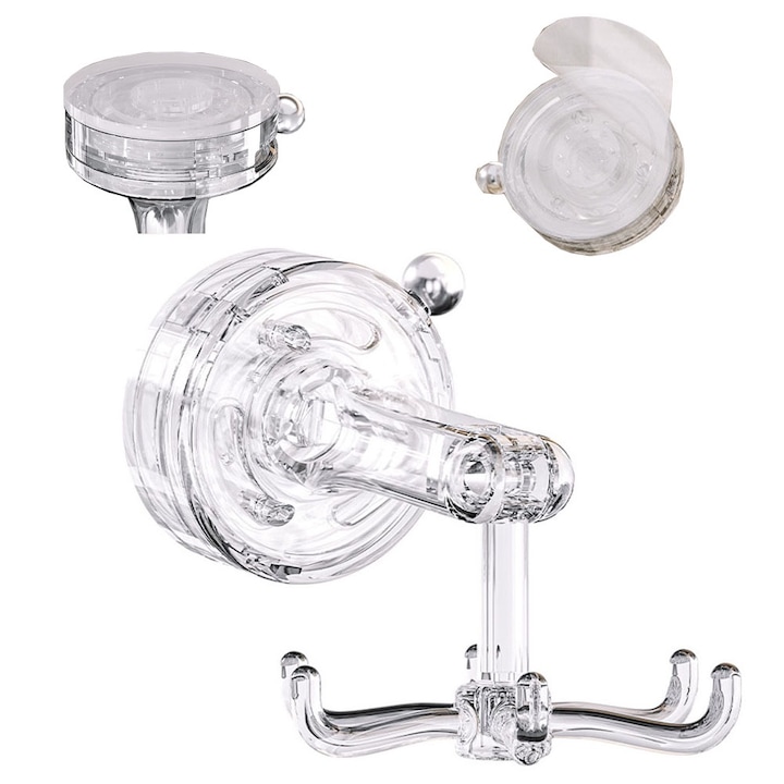 Поставка за кухненски прибори, 6 кукички, пластмаса, прозрачна, 8.3x6x11.9 см