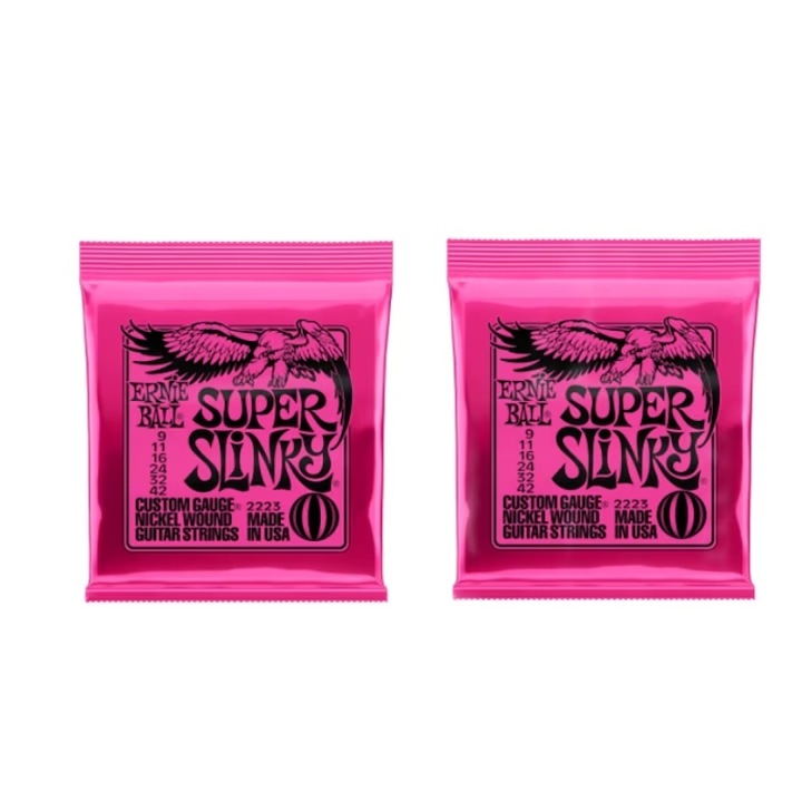 Комплект електрически струни Ernie Ball Super Slinky 9-42, обикновени светли, многоцветни