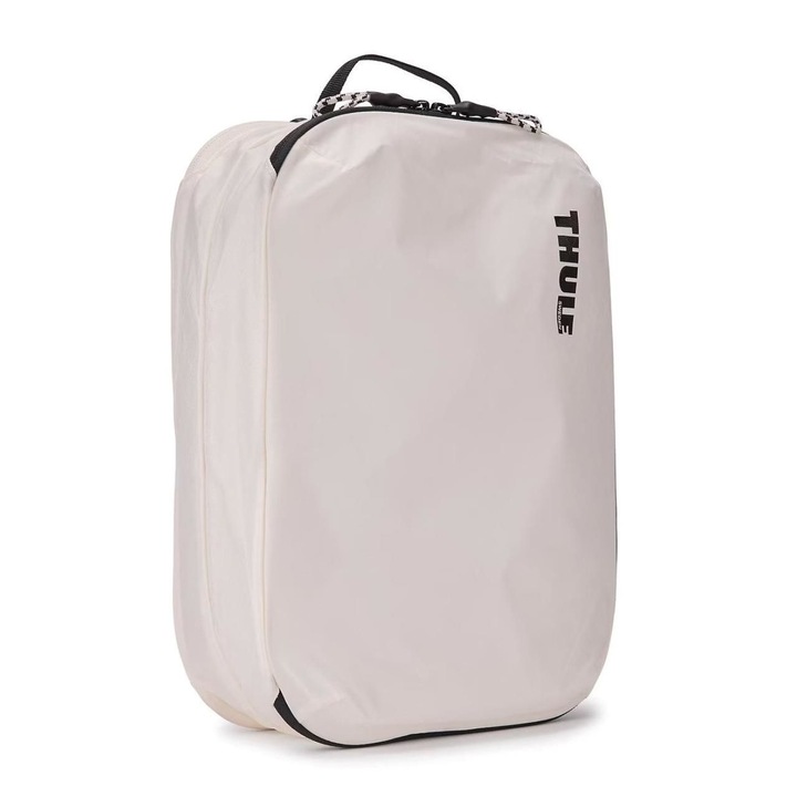 Saculet de depozitare cu 2 compartimente Thule Compression Packing Cube mediu, alb