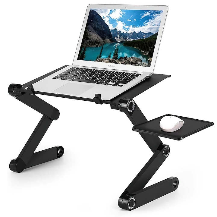 Masa multifunctionala pentru laptop, Taipintee, reglabila, neagra, pentru ecrane de 10-15,6 inch