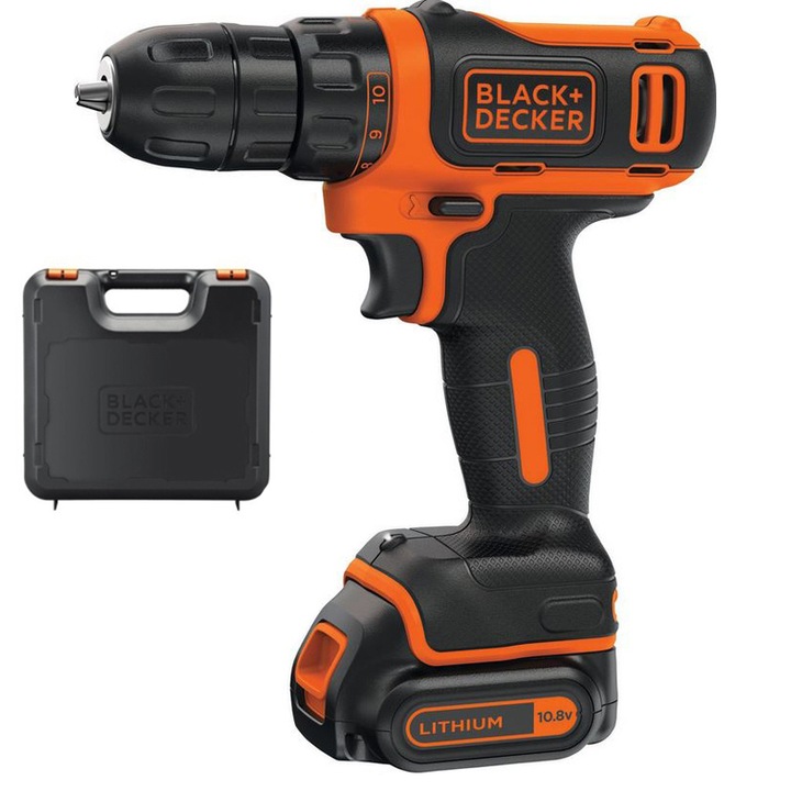 Black & Decker BDCDD12KB Akkus furó-csavarozó, 10.8V, 2 1.5Ah akkumulátor, Hordtáska