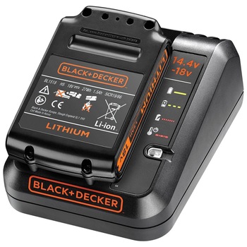 Pachet acumulator Li-Ion 18V 1.5Ah + incarcator rapid 18V, 1A Black & Decker, BDC1A15 Pachet acumulator Li-Ion 18V 1.5Ah + incarcator rapid 18V, 1A Black & Decker, BDC1A15