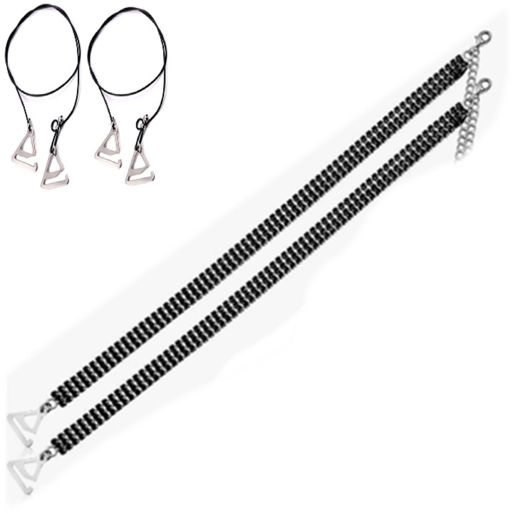 Set bretele reglabile sutien/rochie cu 3 randuri de strasuri negre si bretele reglabile sutien/rochie invizibile cu snur negru