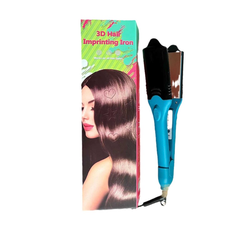 Ondulator 3D pentru par, 5 placi interschimbabile, forme diverse