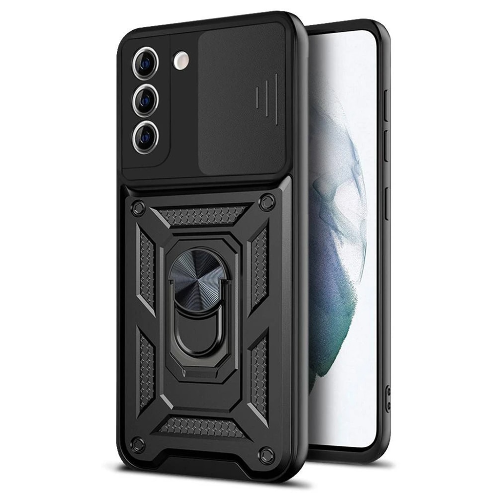 Husa telefon Mat-Tech compatibila cu Samsung Galaxy S21 FE 5G, Protectie Camera, Inel, Magnet, Anti-Shock, Rugged Protection, Negru