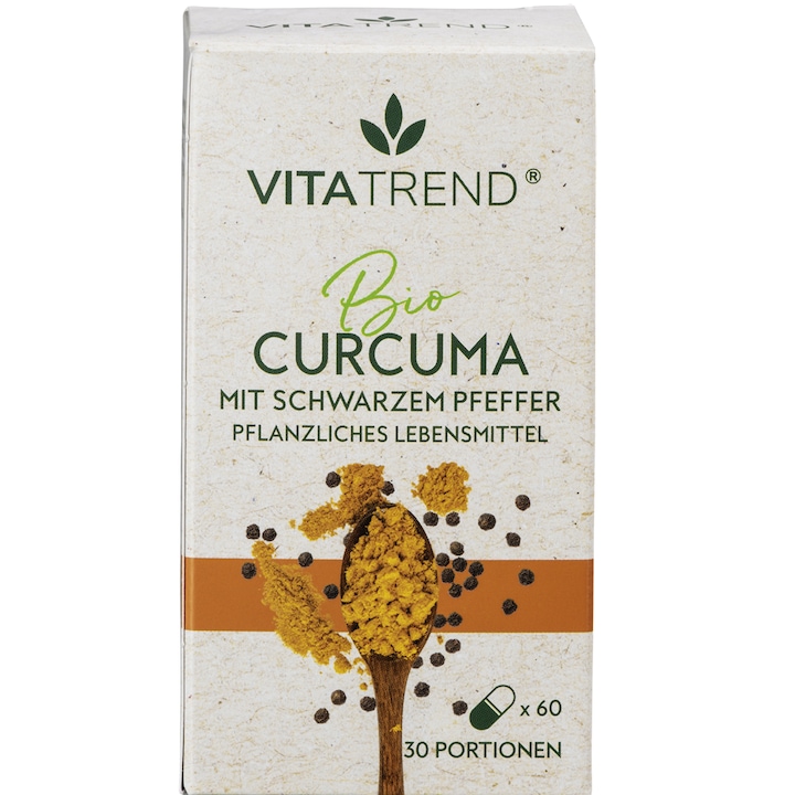 Turmeric Bio cu Piper Negru Vitatrend 60 Capsule 33, 6 g