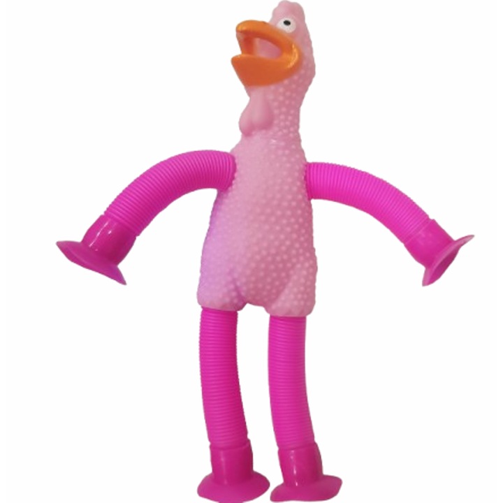 Pui de Jucarie, Tip Interactiv, Plastic, Mainile intinse, Sunet, Roz, 17 cm