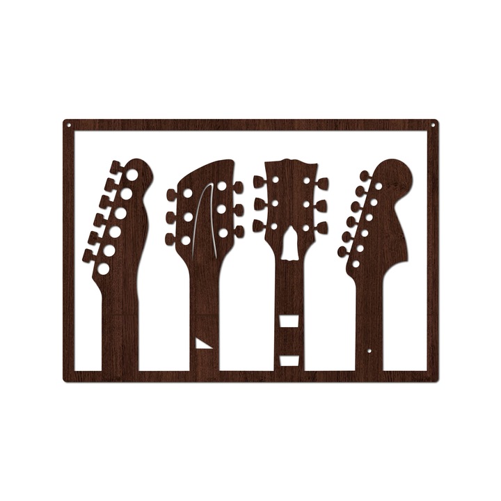 Decoratiune Perete Lemn, Cozi de Chitare, 80 x 56 cm, Wenge