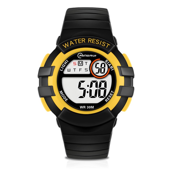 Цифров детски часовник Enforose, водоустойчив, мултифункционален, черен/зелен, 8.1x8.1x5.2см