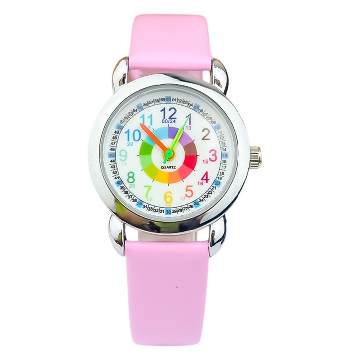 Ceas de simulare pentru invatare pentru copii Ceas pentru fetita Ceas pentru copii de 8-12 ani Endorose roz