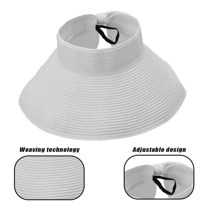 Сгъваема плажна шапка, бяла, с широка периферия, за жени, размер 54-60 см