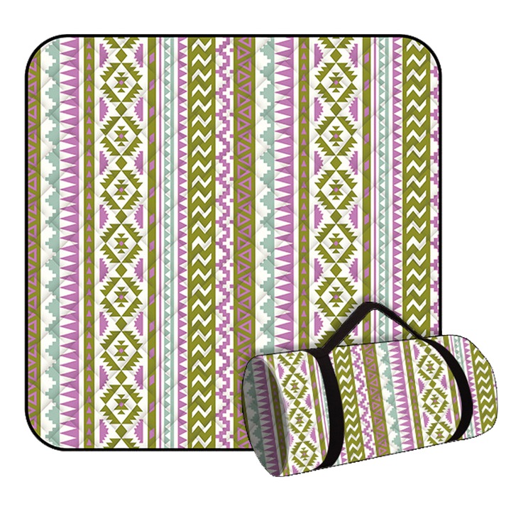 Covor de picnic Enforose, impermeabil, pliabil, multicolor, 200x200cm