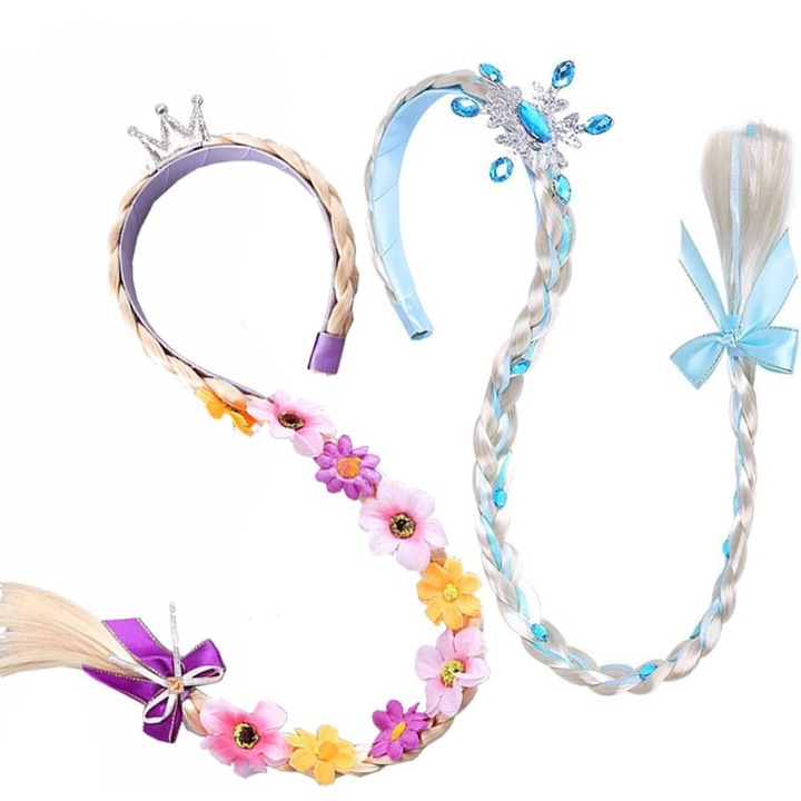 Set accesorii pentru par, Ronyes, flori si ghirlande impletite, blond/argintiu