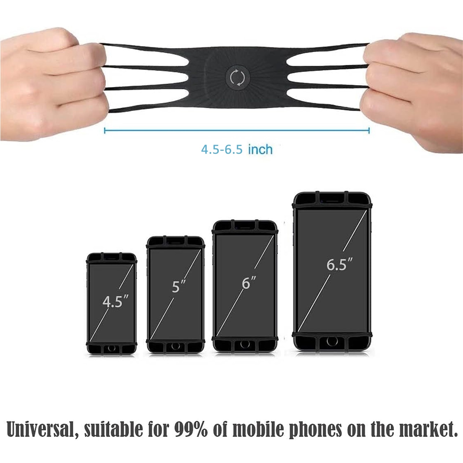 Husa Banderola Telefon de Brat pentru Alergat, SINBINTA, Inchidere cu velcro, 360° rotire, Cu buzunar chei, Protectie completa, Compatibilitate maxima 4.5-6.5 inch, Pentru sala, plimbari, yoga, Silicon, 5x36cm, Negru