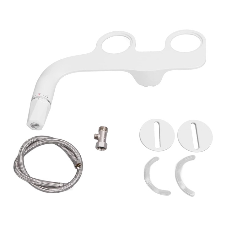 Самопочистващо се тоалетно биде, SINBINTA, Ултра тънко неелектрическо биде, с пускане на водата, двойни дюзи, контрол на налягането, от дясната страна, лесен монтаж на тоалетната, за лична хигиена, ABS, 425x80x280 мм, бяло