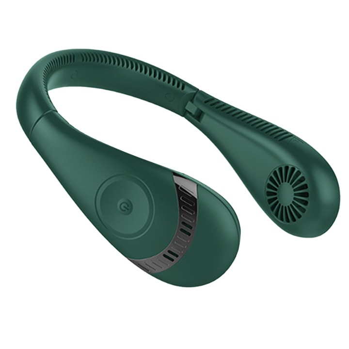 Преносим вентилатор за врат Вентилатор без остриета Hands Free Преносим личен вентилатор с 3 скорости с 5000mAh батерия Twist Акумулаторен подарък за жени Мъже - хром зелен