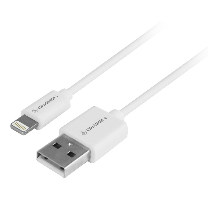 Cablu de incarcare si transfer de date, USB la Lightning, 2 metri, alb