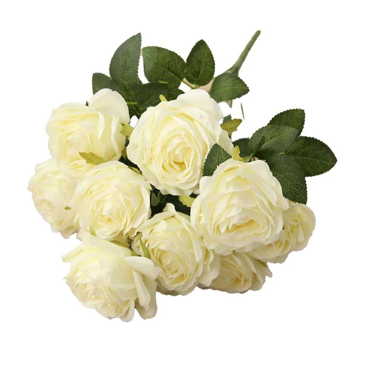 Művirág csokor, Enforose, francia rózsák, 10 fej, többszínű, esküvői dekoráció