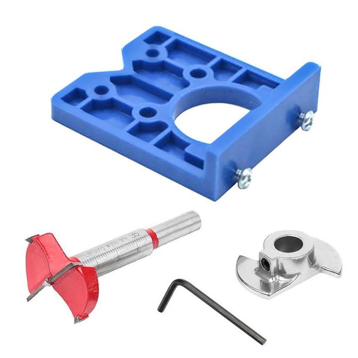 Set de unelte pentru gaurire balamale, Enforose, 35mm, bit reglabil, cheie hexagonala