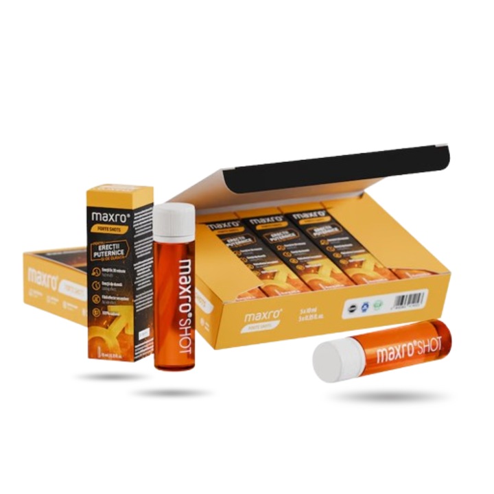 Maxro Forte Shots (cutie 5 shoturi individuale) | Probabil cel mai bun supliment de potenta | Efect rapid. Erectii de durata. | Formula 100% naturala