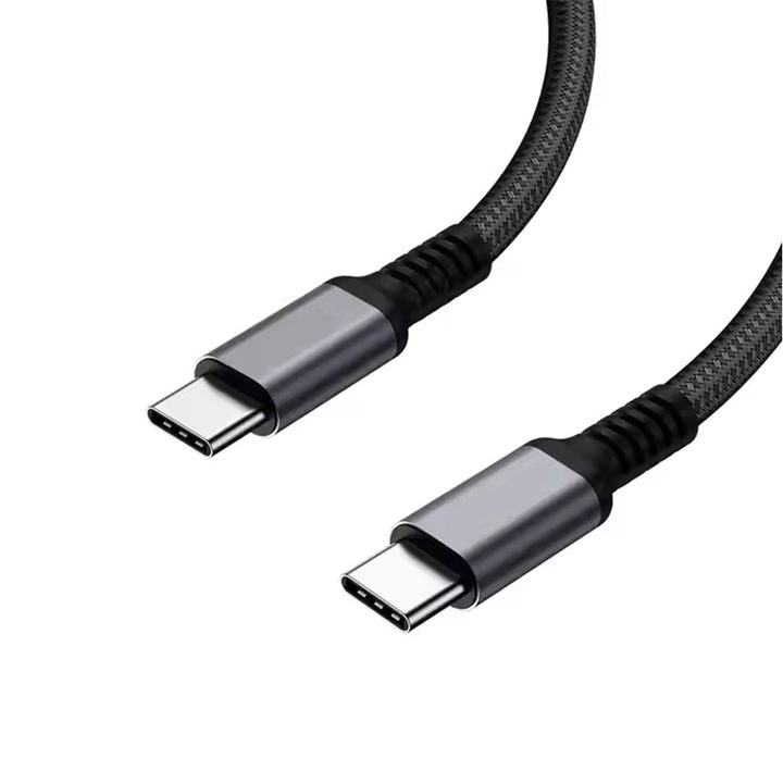 Adatkábel és gyorstöltés konnektorból vagy autóból, Samsung, Apple, Xiaomi, Huawei, Oppo, USB-C-USB-C, PriStyle®, 1 m, texturált fekete