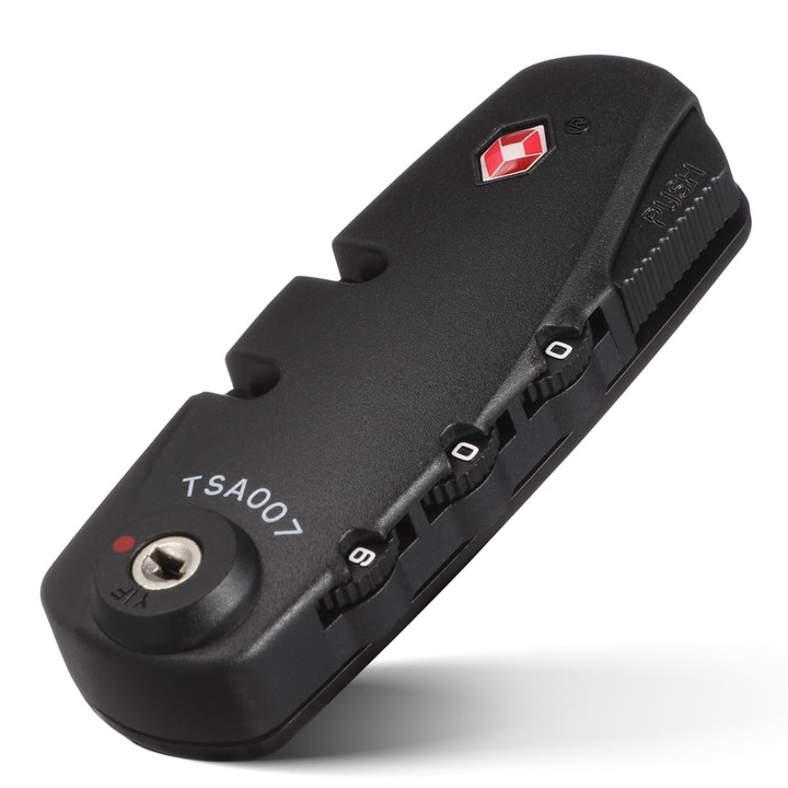 Lacat cu combinatie 3 cifre, Enforose, resetabil, pentru bagaje, rucsac, negru