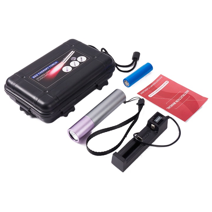 Lanterna pentru terapie cu lumina rosie 630nm 660nm 850nm de mana pentru ameliorarea durerii articulatiilor si musculare Lanterna pentru terapie cu lumina rosie