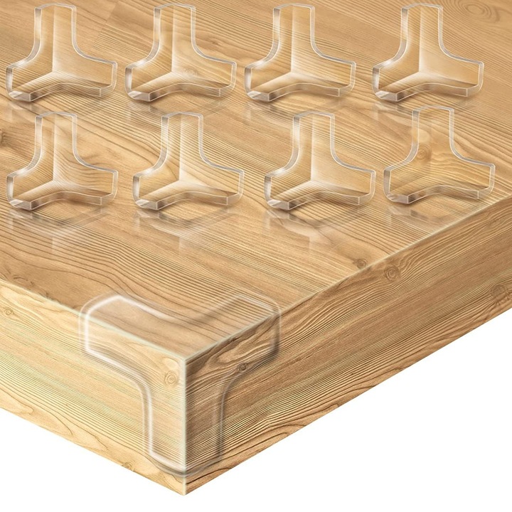 Прозрачни предпазители за ъгли за деца, Enforose, комплект 8 броя, PVC, меки, против сблъсък