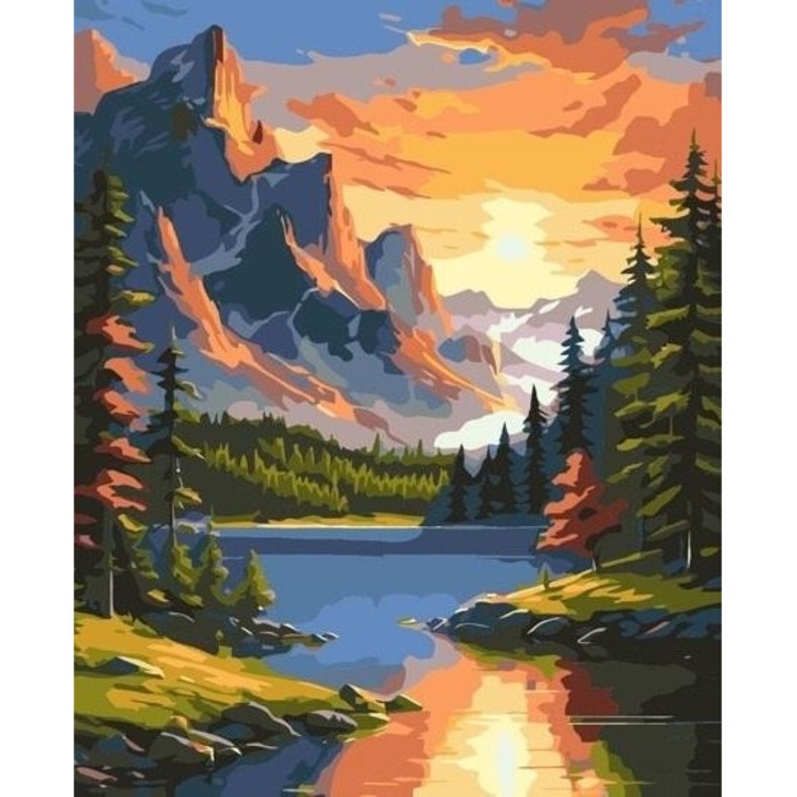 Pictura dupa numere - Zori in munti 40x50cm